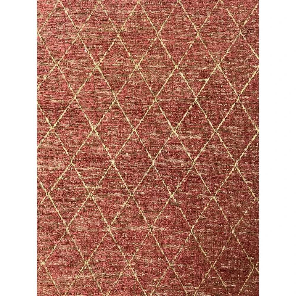 Burgundy Gold Diamond Print Upholstery Fabric  4 Yards Plus 15 Inches x 54